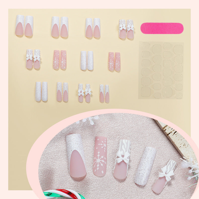 Artificial nail set with luxurious glitter and floral accents Kalsten