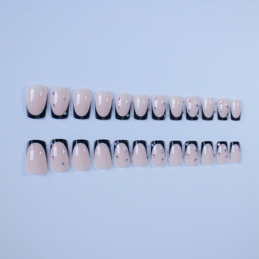 Elegant Nail Art Design Set with Rhinestone Accents
