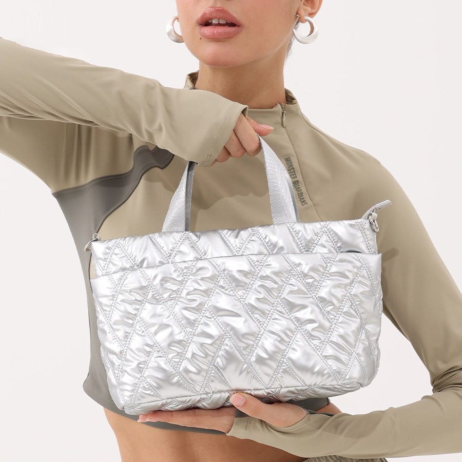 Quilted Metallic Tote Bag