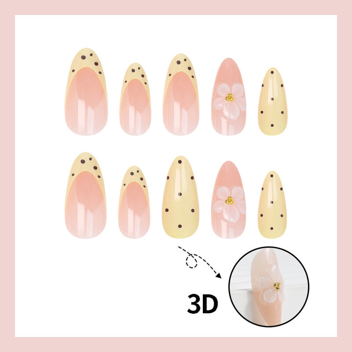 Artificial 3D nail extensions with flower decorations Kalsten