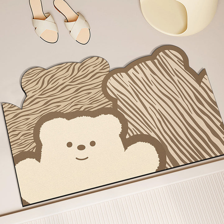 Cute Bear-Themed Welcome Mat for Home Entryway