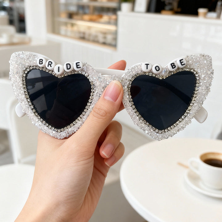 Rhinestone-Embellished Heart Sunglasses Kalsten