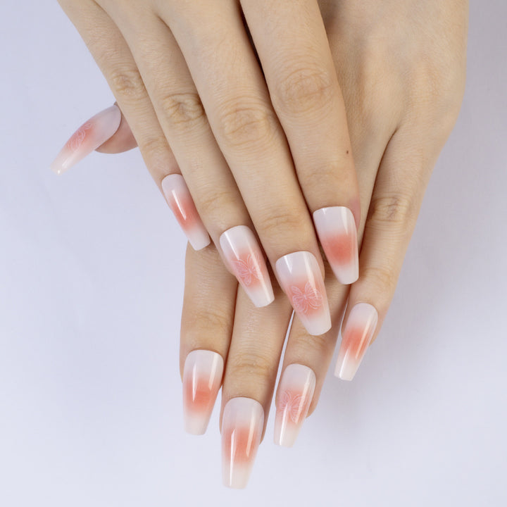 Artificial nails with elegant butterfly design Kalsten