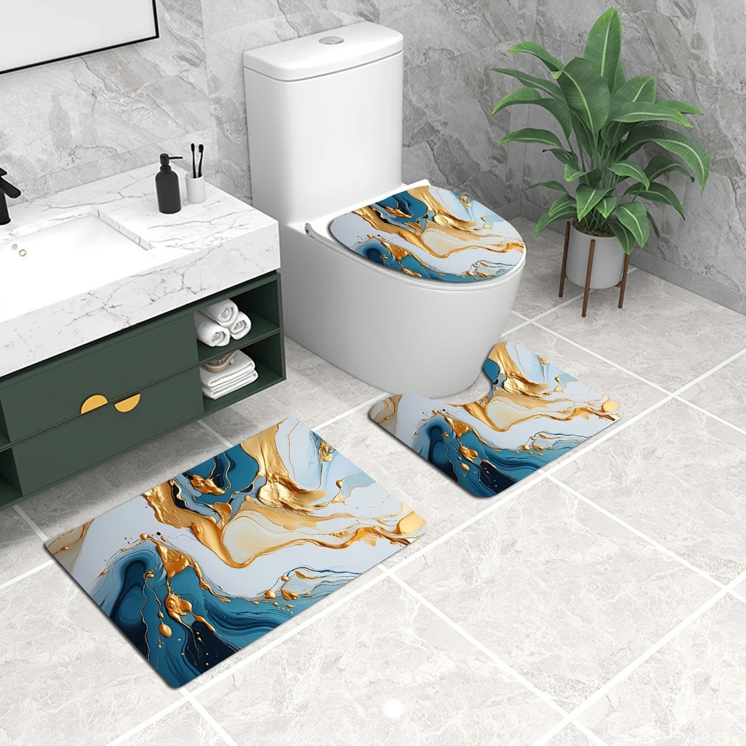 Artistic Marble Print Bath Mat Set Kalsten