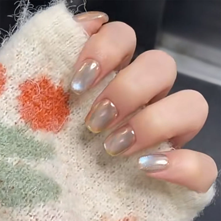 Iridescent Gel Press-On Nail Extensions