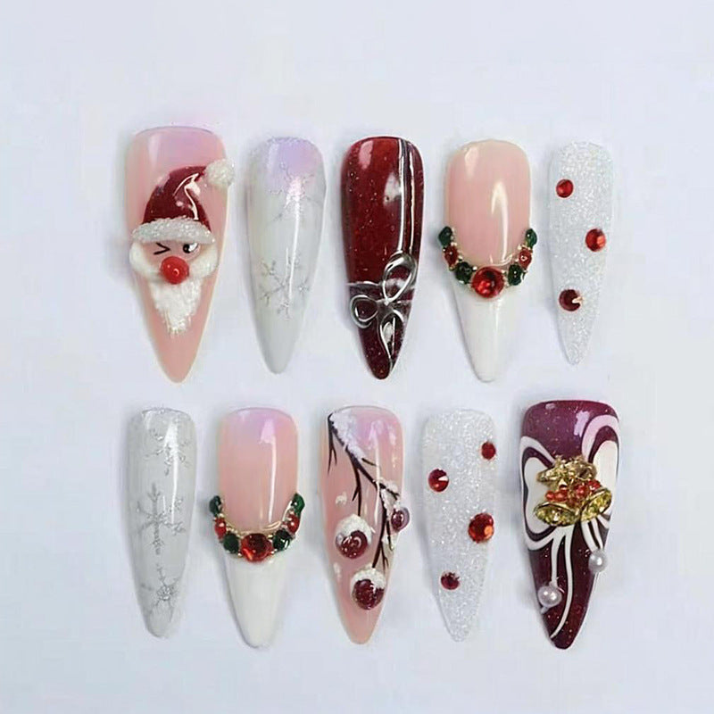 Artificial nail set with festive Christmas designs Kalsten