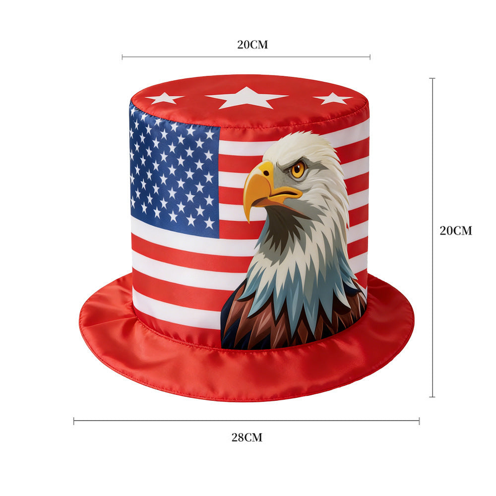 Unisex nan patriotic party top hat with all-over flag pattern and stable brim Kalsten