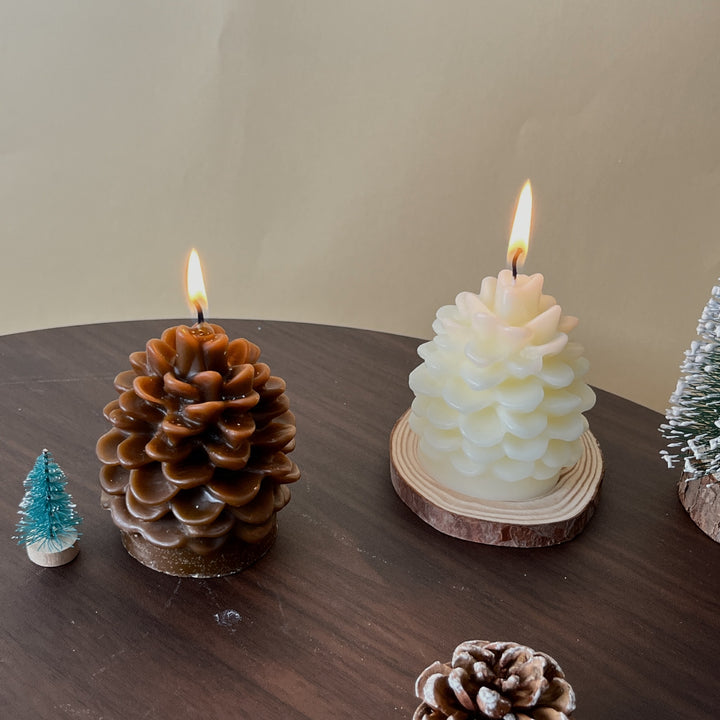 Handcrafted Botanical Pinecone Sculptural Candle with Cotton Wick