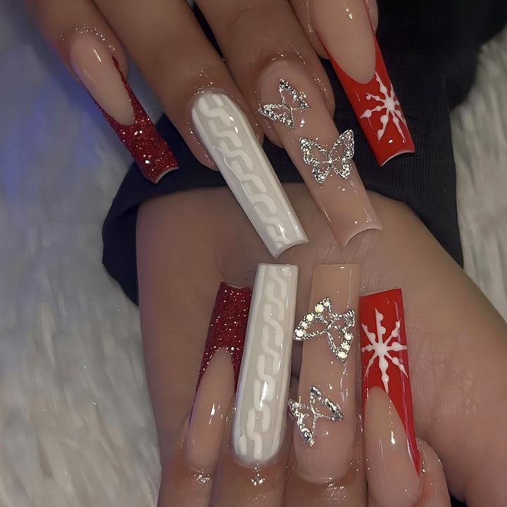 Artificial nail set with festive winter theme Kalsten