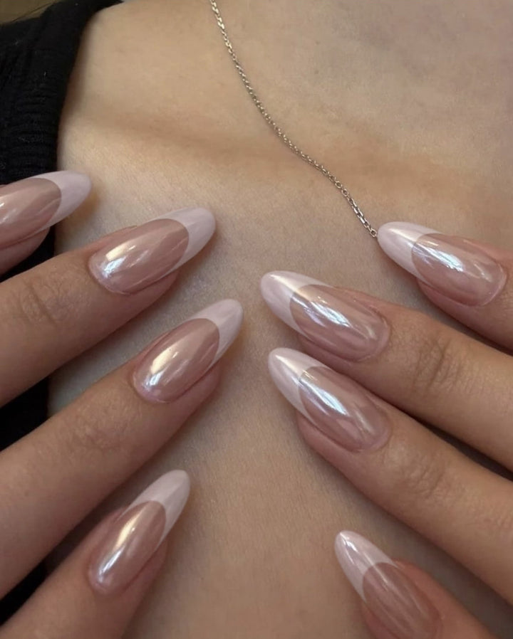 Acrylic nail set with glamorous French designs Kalsten