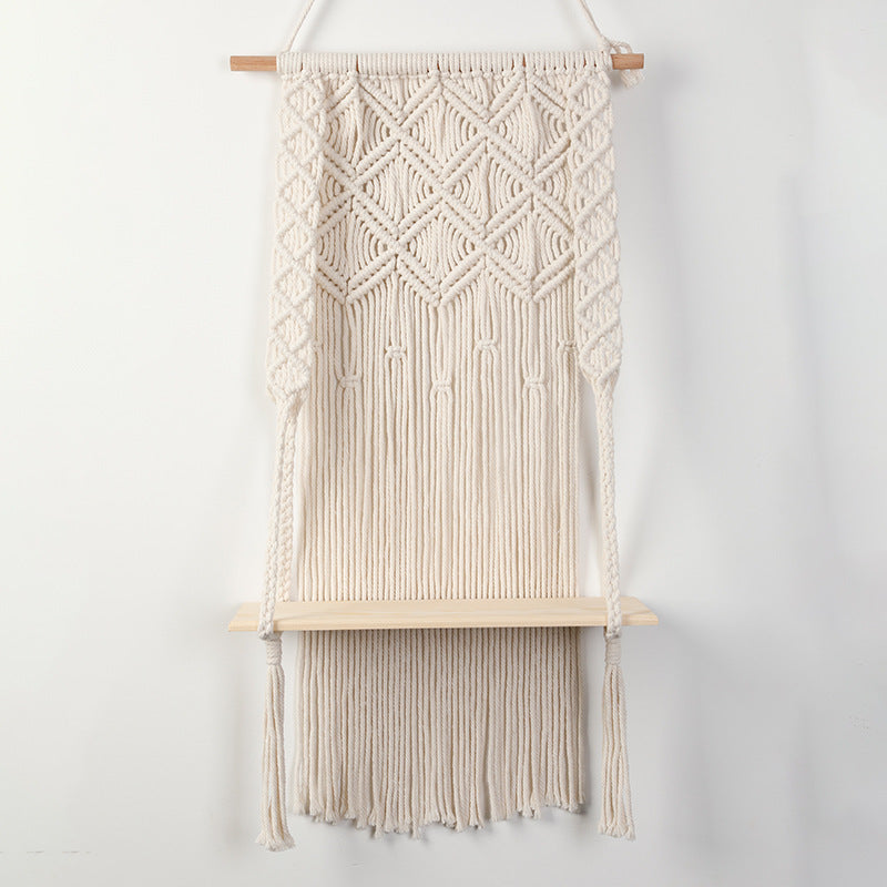 Macramé Wall Shelf with Integrated Plant Holder Kalsten