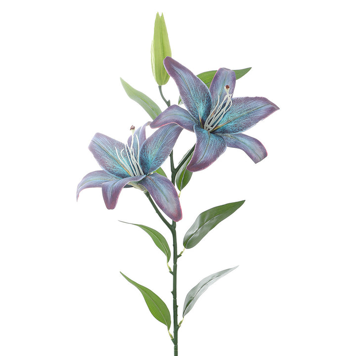 Artificial lily stem with lifelike flowers