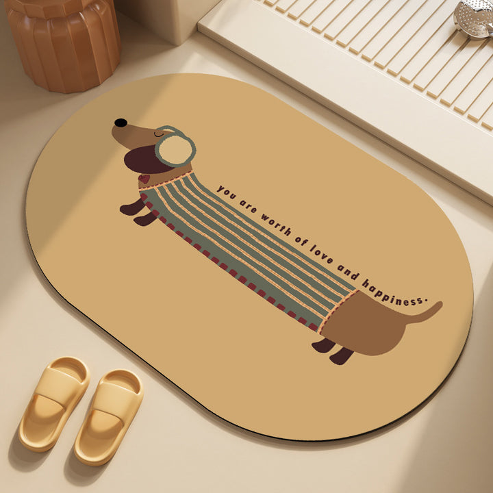Playful Cartoon Dog-Themed Area Mat