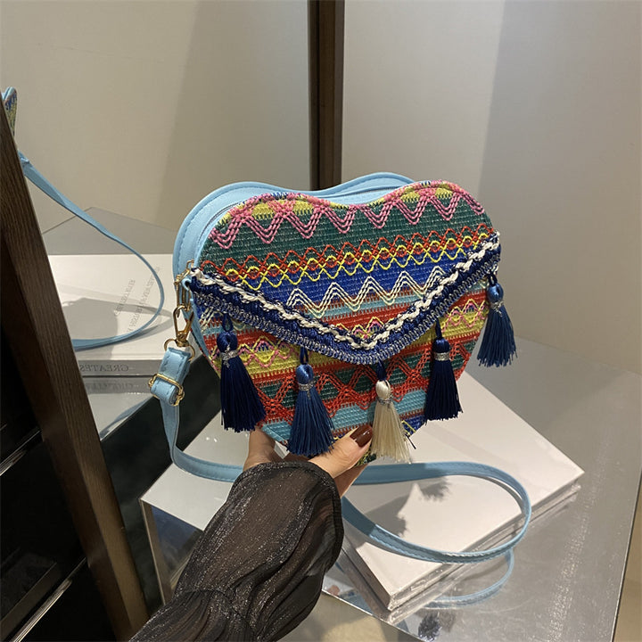 Heart-Shaped Handcrafted Crossbody Bag