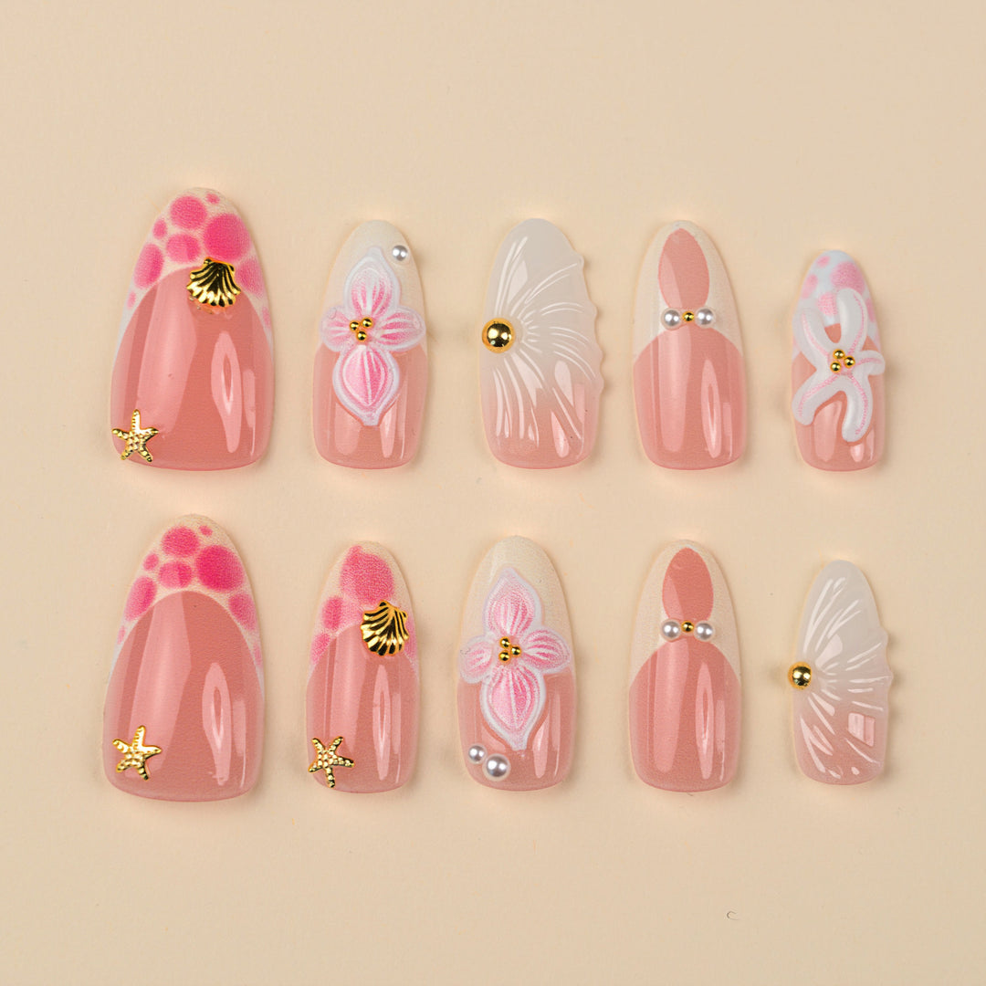 Decorative Floral Stiletto Press-On Nail Art Set Kalsten