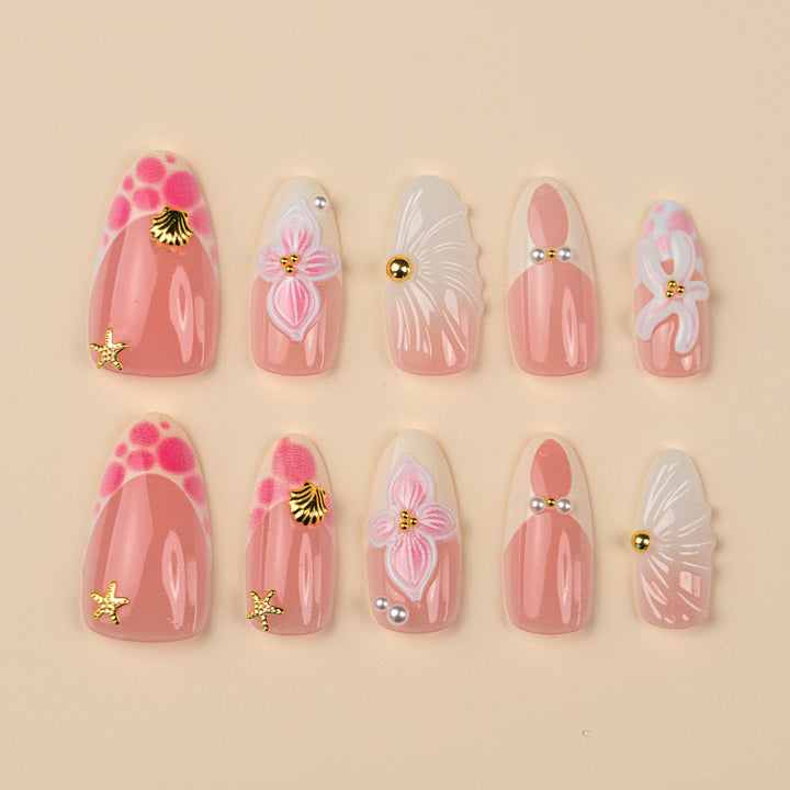 Decorative Floral Stiletto Press-On Nail Art Set Kalsten
