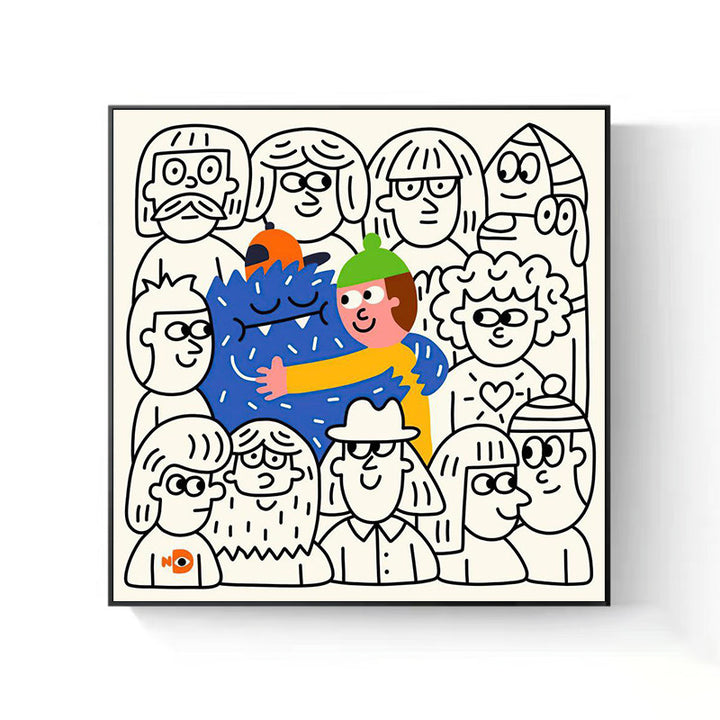 Playful Cartoon Character Canvas Artwork
