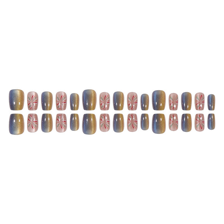 Artistic Press-On Nail Set with Decorative Patterns Kalsten
