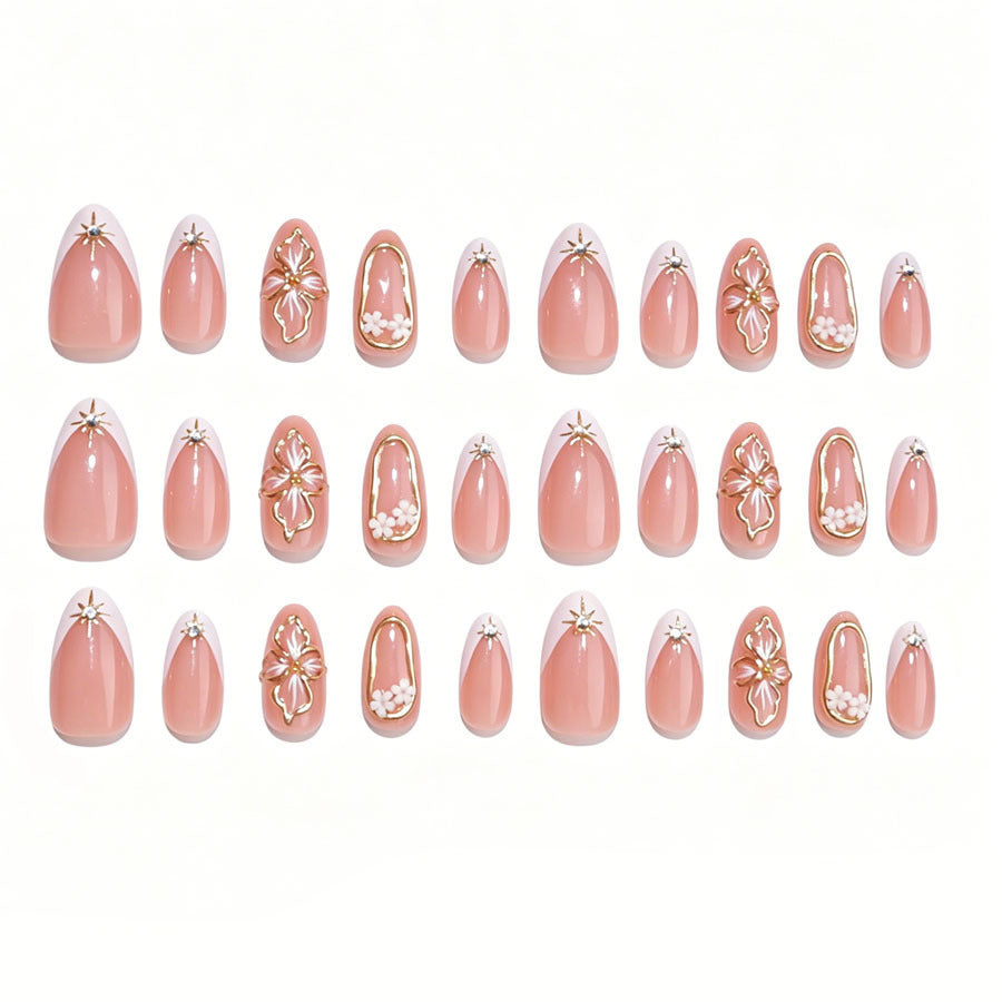 Art nail set with intricate floral accents and elegant 3D details Kalsten