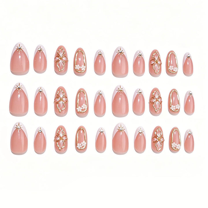 Art nail set with intricate floral accents and elegant 3D details Kalsten