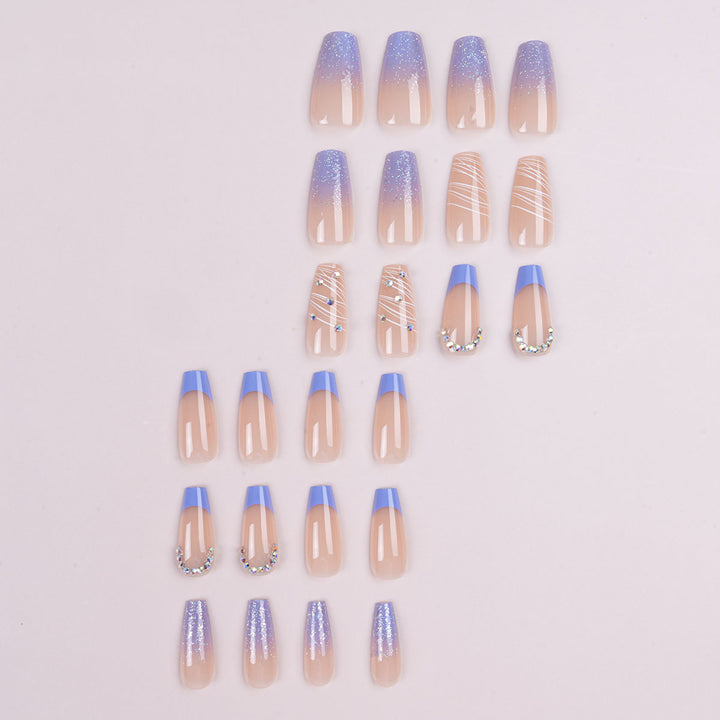Decorative Press-On Nails with Rhinestone Accents