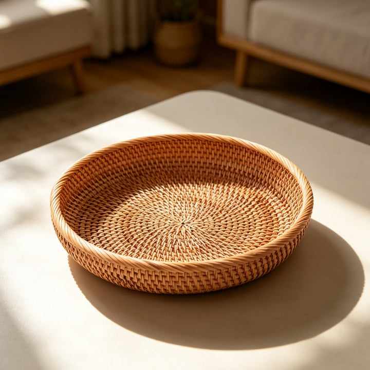 Round Decorative Woven Serving Tray Kalsten