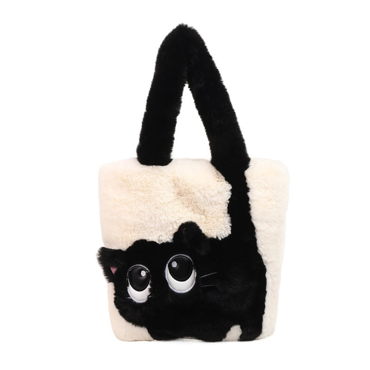 Plush shoulder bag with cat motif Kalsten
