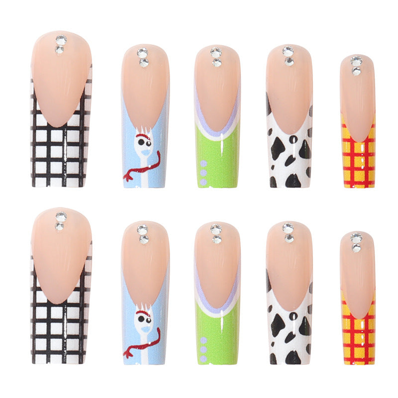 Artistic Patterned Long Press-On Nails Kalsten