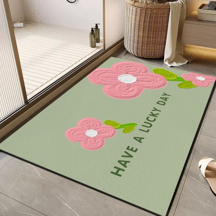 Cheerful Floral Message Bath Mat Kalsten