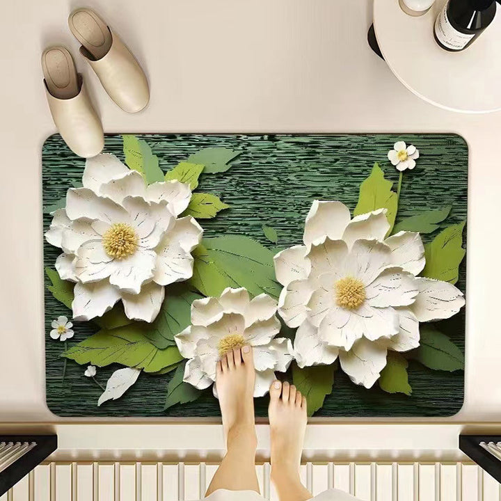 Floral-Themed Memory Foam Bathroom Mat Kalsten