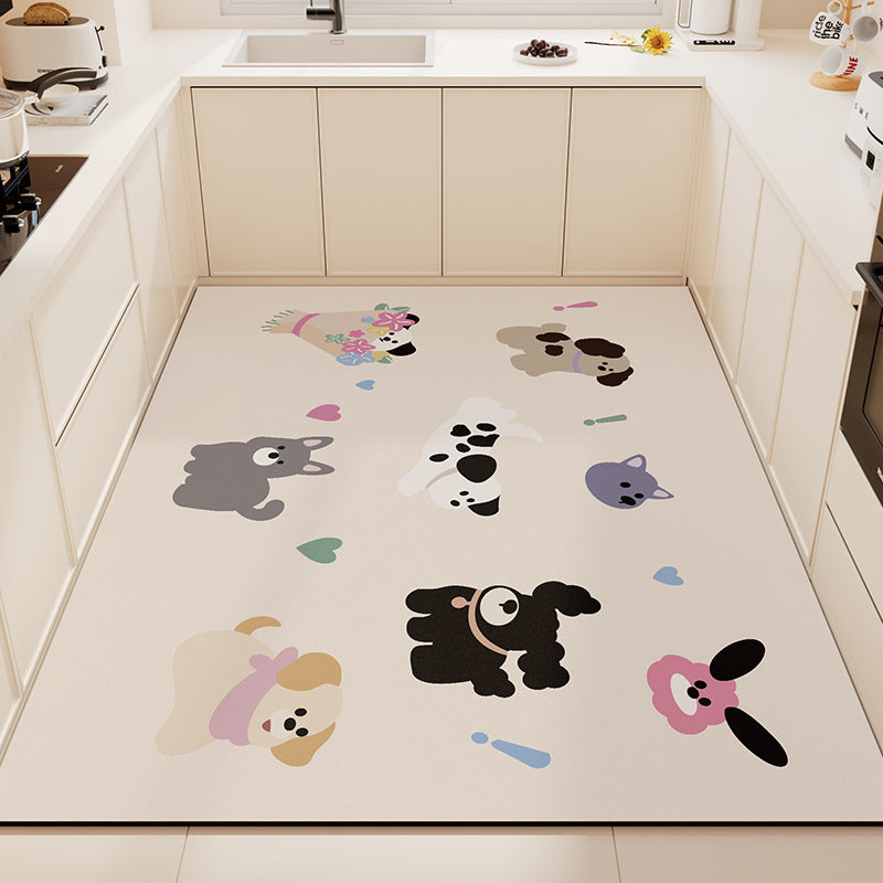 Playful Animal-Themed Non-Slip Kitchen Mat