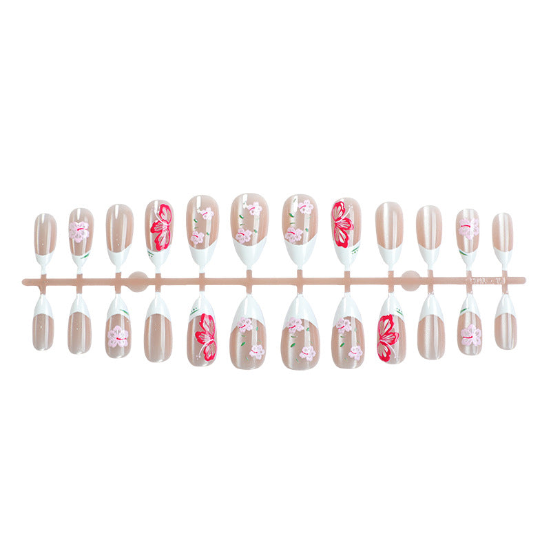 Floral French Tip Press-On Nail Art Set