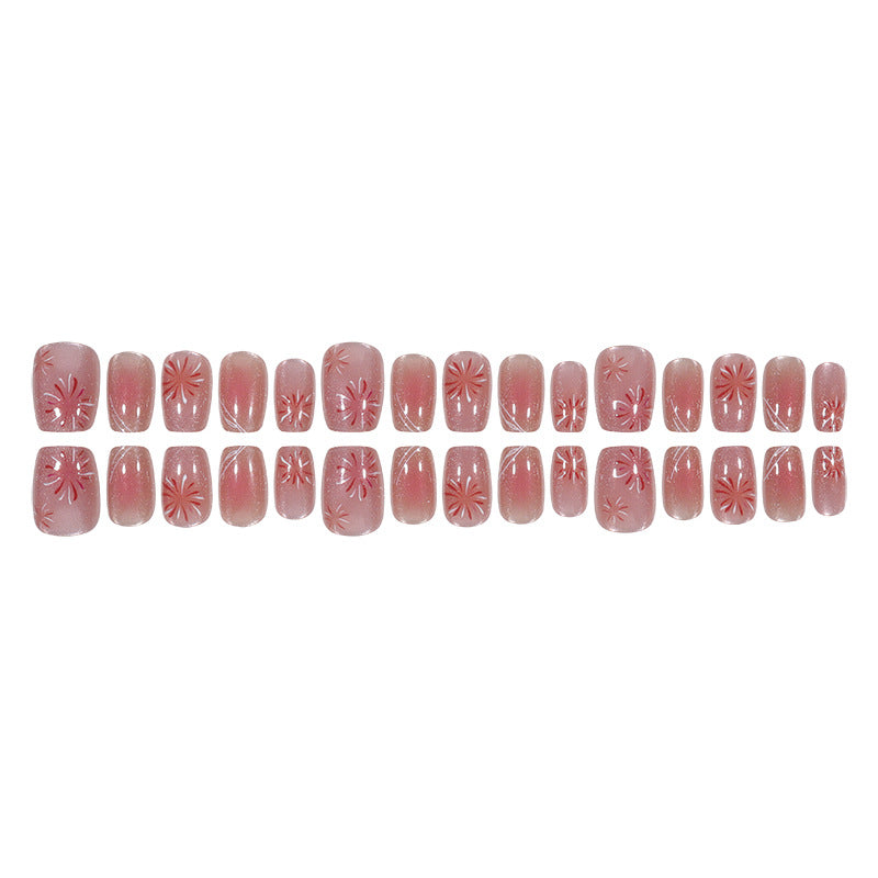 Artistic Acrylic Press-On Nail Set with Floral Design Kalsten
