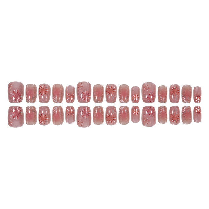 Artistic Acrylic Press-On Nail Set with Floral Design Kalsten