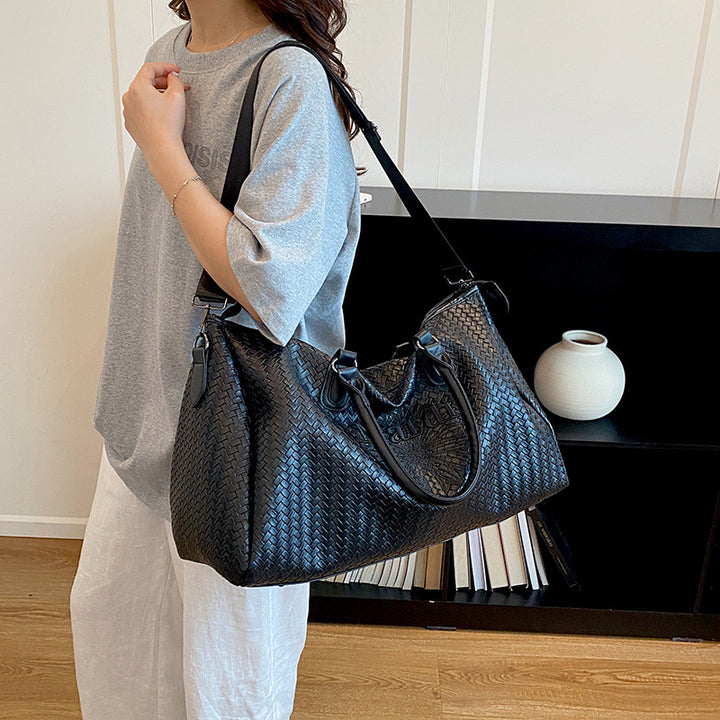 Woven Leather Weekend Duffel Bag Kalsten