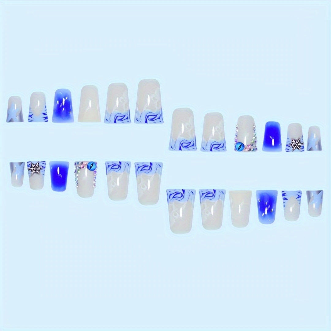 Decorative Press-On Nail Art Set with Gemstone Accents Kalsten