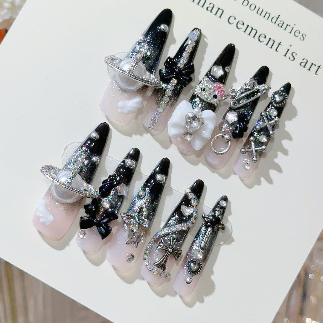 Gothic-Inspired Decorative Press-On Nail Set