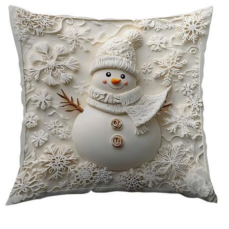 Ornate Embossed Baroque Christmas Throw Pillow Cover With Sculpted Relief And Metallic Accent Trim
