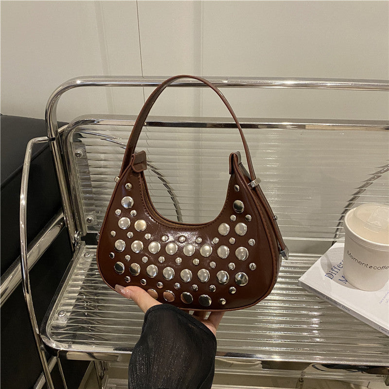 Studded Leather Hobo Bag Kalsten