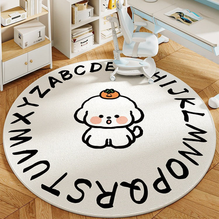 Round Cartoon Panda-Themed Area Rug