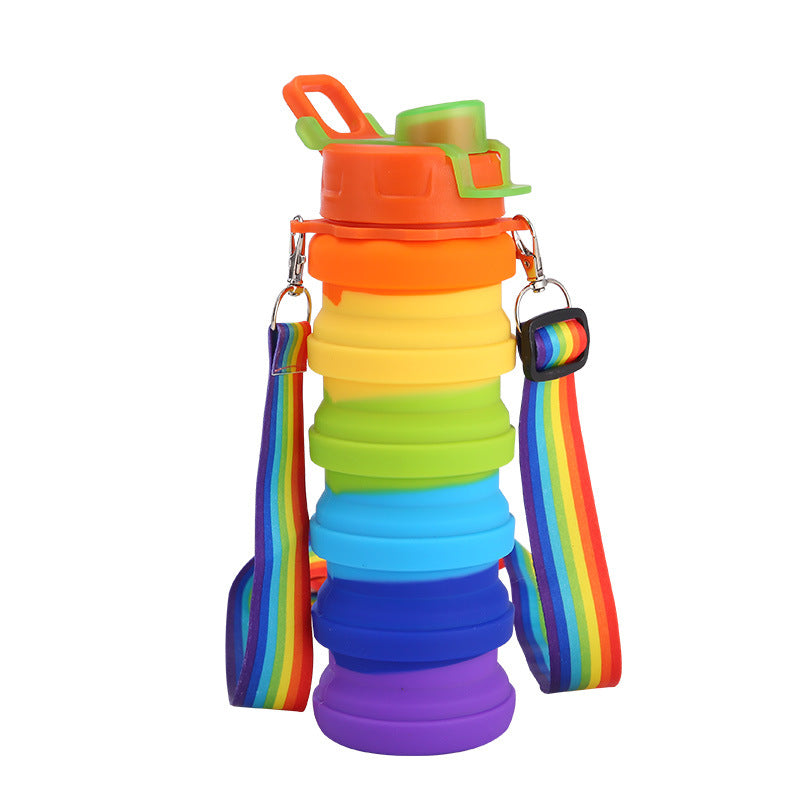 Ladies collapsible silicone water bottle with colorful design Kalsten