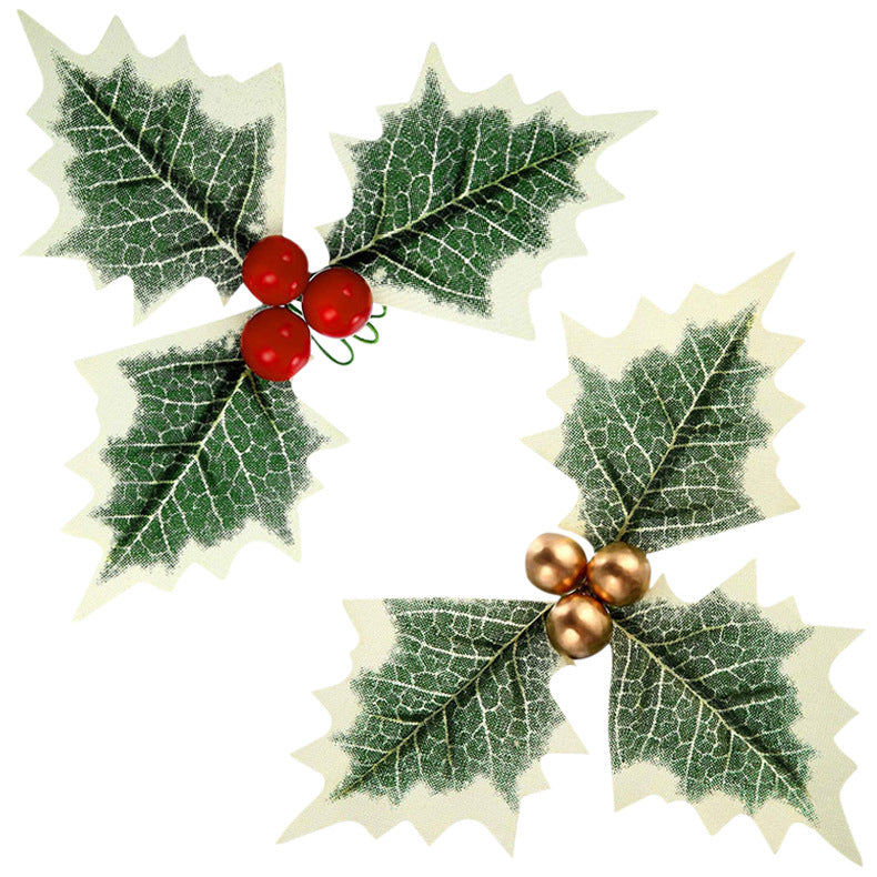 Decorative Christmas mistletoe branches with golden berries
