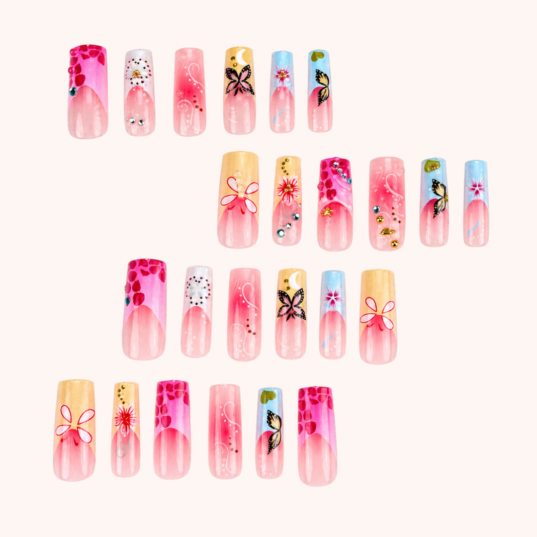 Artistic Floral Design Press-On Nails