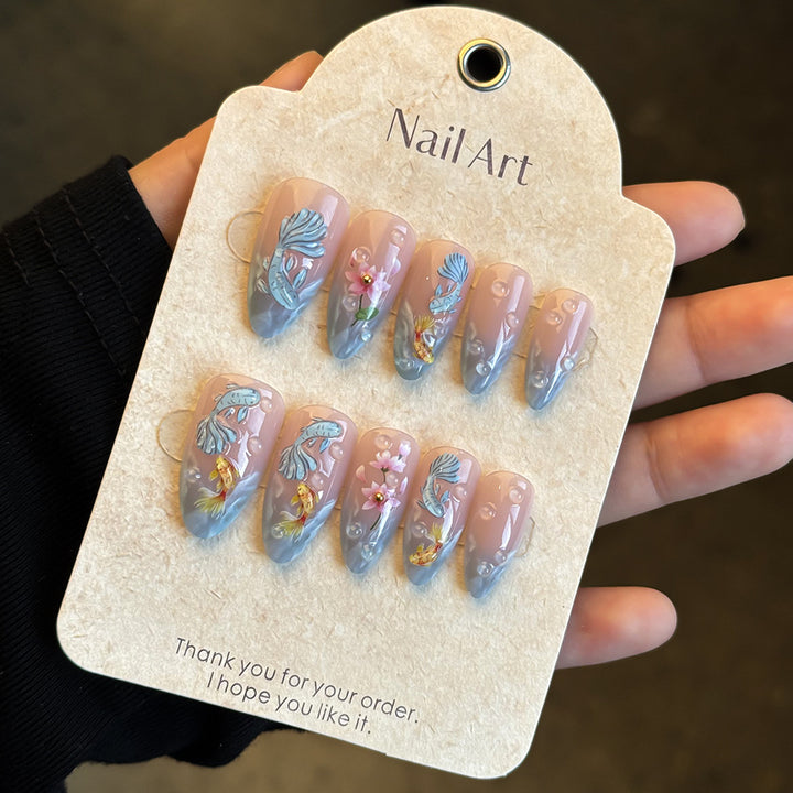 Artistic Floral-Design Press-On Nail Set Kalsten