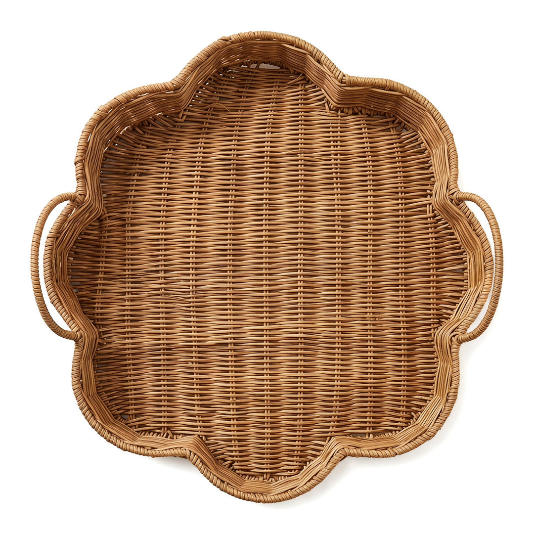 Elegant serving basket made of hand-woven natural material Kalsten