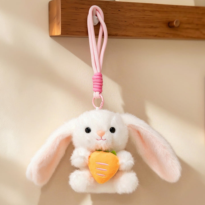 Plush Calico Cat Strawberry Mini Bag Charm Keychain with Soft Rope Loop & Metal Clip Kalsten
