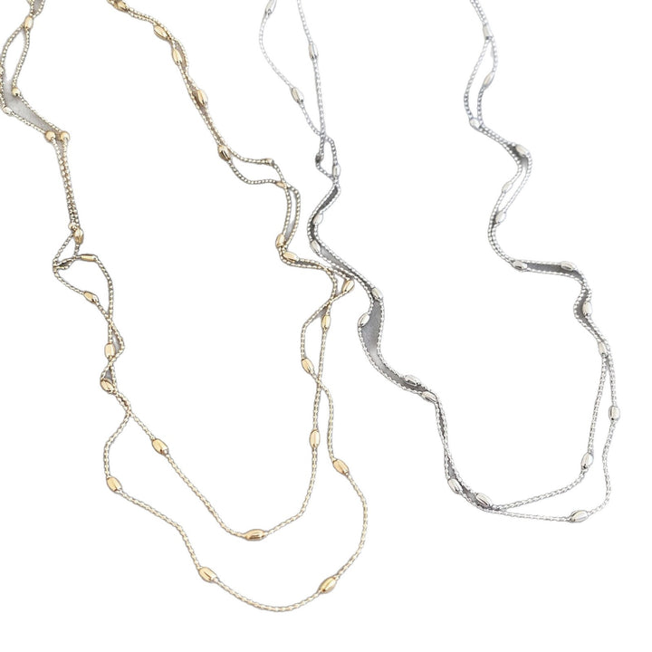 Delicate Silver Layered Chain Necklace Kalsten