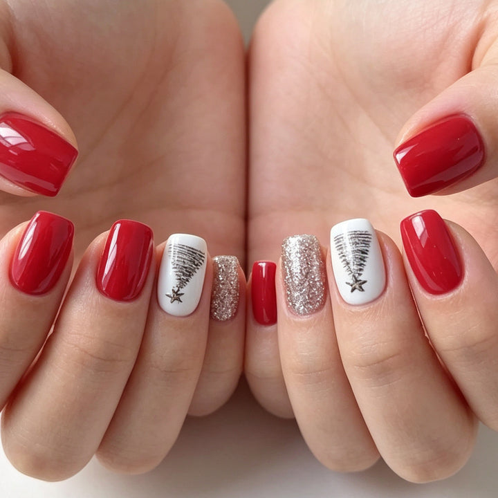 Festive Tree Design Nail Art Kalsten