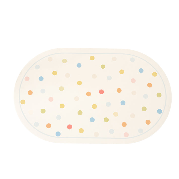 Oval Baby play mat with padded foam core and non-slip underside