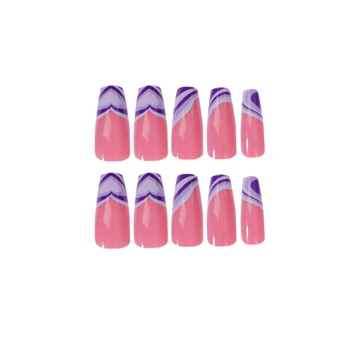 Artistic acrylic nails with creative heart and wave patterns Kalsten